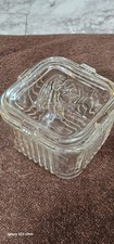 Vintage Clear Federal Glass Container With Lid From 1950s Perfect Condition picture
