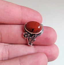 Ancient Vintage Victorian Ring Sterling Silver Engraved red Jasper Stone Size 8 picture