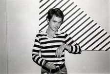 American artist Duncan Hannah dressed in a striped polo shirt as h- Old Photo picture