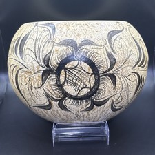 Vtg Tonala Handmade Stoneware Planter Signed Mexico In Cursive Incised XV 8.8lbs picture