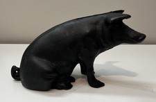 Vintage Black Cast Iron Pig Piggy Bank / Doorstop Heavy picture