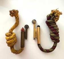 2 Brass Flint & Fuel Cigarette Rope Lighters Antique & Modern ASIS picture