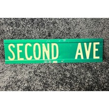 Second Ave Street Sign Green Metal Road Signage Decor Wall Art picture