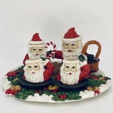 Vintage Mini Tea Set Santa Claus Christmas Novelty Decor Tray Holiday Display picture