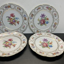 4 Schumann Bavaria Dresden Dinner Plates 11” Flowers Design Germany US Zone picture