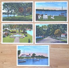 Lot Of 5 Post Cards Skaneateles New York Country Club Shotwell Clift Park Lake picture