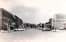 RPPC Stratford Iowa Main Street Gas Station Hamilton County Photo Postcard E47 picture
