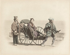 c.1860's PHOTO - JAPAN BEATO WOMAN IN RICKSHAW JINRIKISHA picture