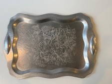 Vintage Wilson Special Brooklyn NY Aluminum Serving Tray Engraved Floral picture