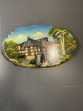 Vintage Germany Souvenir Rüdesheim Drosselhof Wood Slice Wall Plaque Art Decor picture