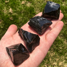 3PCS Genuine Raw Black Obsidian Stones Healing Natural Crystal Mineral Specimens picture
