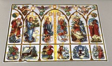 Vintage Die Cut Sheet of Scraps of Christmas Entities Santa  Glued on Paper - L8 picture