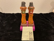 2 Korean Wood Jangseung Village Guardian Totem Poles 8.25