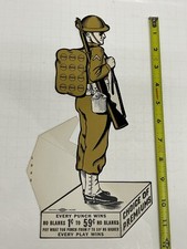 Vintage WWI Doughboy Soldier Punch Board Die Cut Card Stand Premium NOS Military picture