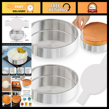 Set of 2 - 8 Inch Stainless Steel Cake Pans with 100 Parchment Paper Liners picture