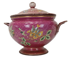 Antique Vieux Bruxelles  Handmade enameled metal Tolle soup tureen circa 1880 picture