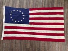 Vintage Dettra Bulldog Betsy Ross American Flag 13 Star Cotton Bunting 3x5 Sewn picture