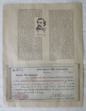 Org 1866 John F Hartranft Signed Signature Auditor General of Pa Payment Receipt picture