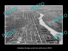 OLD POSTCARD SIZE PHOTO COLUMBUS GEORGIA AERIAL VIEW OF THE TOWN c1940 2 picture