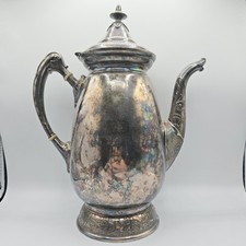 VTG Reed & Barton Silverplate Coffee Pot, Hinged Lid, Ornate Floral Engraved picture