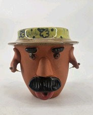 Vtg 2005 Bird Brain Whimsical Louie Hand Painted Terracotta Planter Pot ***Read* picture