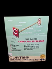 Vintage 1950s Curtiss Breeding Service Heavy Stock Poster Sign 4 Bar C Beef  picture