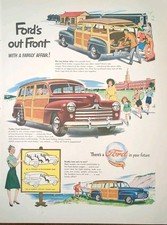 1947 Ford Station Wagon Wood Panelled Vehicle Print Ad, Retro Wall Art picture
