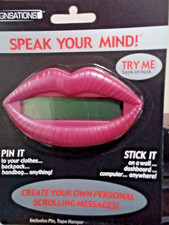 custom scrolling wearable message pin create your own personal message red lips picture