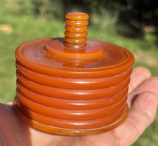 Vintage Butterscotch Bakelite Round Canister w/Lid, Rare, No Comp 3.25” x 2.50