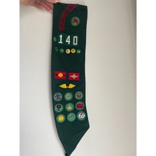 Vintage 70s Girl Scout Sash Flint River Council Troop 140 Badges Patches picture
