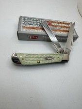 Case Mini Trapper Mint Green Bone Knife Slanted Bolsters Rogers CC Jig picture
