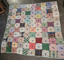 Handmade Quilt Blocks Fabric Blue Heavy Fill Estate Find 75 x 82 picture