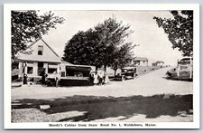 Moody's Cabins from State Road No 1 Waldoboro Maine ME Printed Old Car  Postcard picture