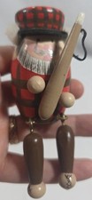 Vtg Wooden Primitive Hunter Shelf Sitter Hand Painted Egg Figurine  picture