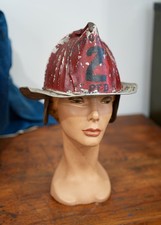Antique Fire Department Fireman’s Helmet Red Black Pennsylvania Vintage picture