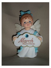 BIRTHSTONE ANGEL FIGURINE - MARCH - AQUAMARINE - JEANE'S THINGS picture