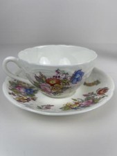 Flowered English Made Tea Cup & Saucer Coalport A.D. 1750  picture