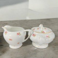 Vintage Victoria China Czechoslovakia Porcelain Sugar And Creamer Set 2 Ceramic picture