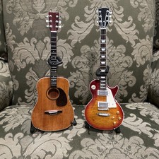 2 Miniature Guitars 10” Electric Acoustic w/ Stands picture