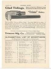 1905 Trimont mfg. Co. of Roxbury Massachusetts Ad: TRIMO Monkey Wrench FACTS picture