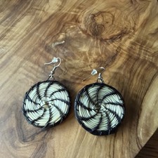 Unique Tohono O'odham Papago Horsehair Basket Earrings Native American picture