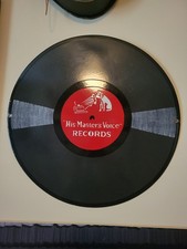His Masters Voice 1930s Antique Porcelain Enamel Store Sign 78rpm HMV picture