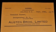 Vintage Receipt, HALIFAX, NS, CANADA, 1949, Austen Bros. Ltd Machinery & Supply picture