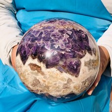 14.08LB Large Natural Dream Amethyst Sphere Quartz Crystal Ball Specimen Healing picture