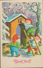 God Yul CHRISTMAS Postcard • Elf • Lucky Horseshoe Posted 1954 Norway (9264) picture