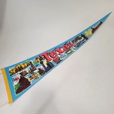 Vintage Texas Souvenir Felt Pennant With Landmarks Alamo Dallas Sam Houston picture