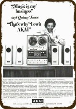 1971 QUINCY JONES & AKAI 1730D-SS-1 Tape Player *DECORATIVE REPLICA METAL SIGN* picture