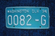 1974 Washington State DEALER License Plate picture