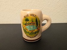 Vtg Blue Hole Castalia Ohio Souvenir Toothpick Holder Miniature Mug w/ Crazing picture