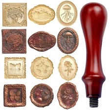 7pcs Vintage Wax Stamp Seal Kit,Wax Head and Wooden...  picture